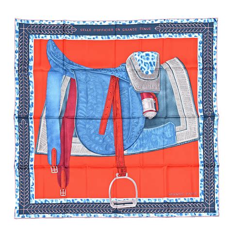 hermes selle d'officier en grande tenue scarf|Selle d'officier en grande tenue red, blue .